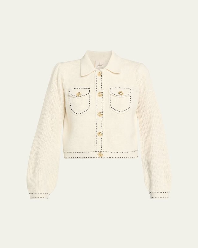 Riya Topstitched Sweater Jacket